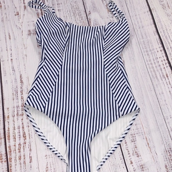 Peixoto navy striped one piece swimsuit size small - Picture 2 of 8